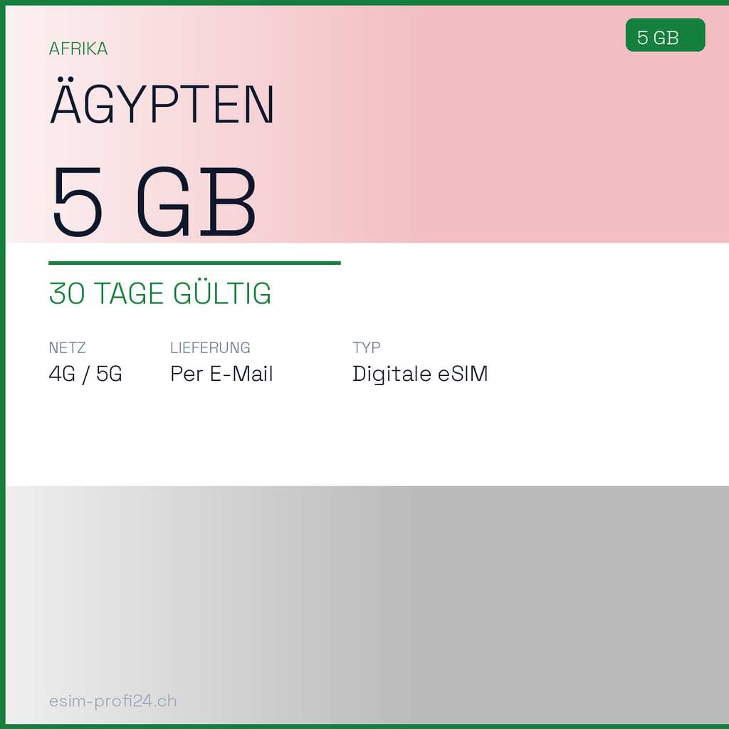 eSIM Egitto – 5 GB / 30 giorni — eSIM Datenpaket kaufen, sofort per E-Mail | eSIMProfi24