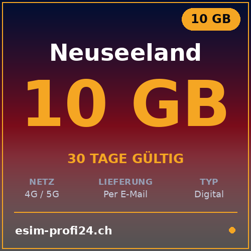 eSIM Nuova Zelanda – 10 GB / 30 giorni — eSIM Datenpaket kaufen, sofort per E-Mail | eSIMProfi24