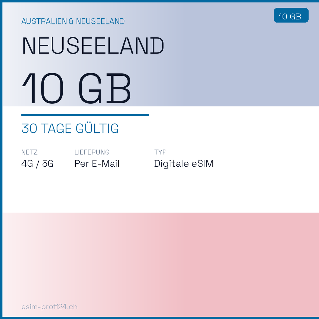 eSIM Nuova Zelanda – 10 GB / 30 giorni — eSIM Datenpaket kaufen, sofort per E-Mail | eSIMProfi24