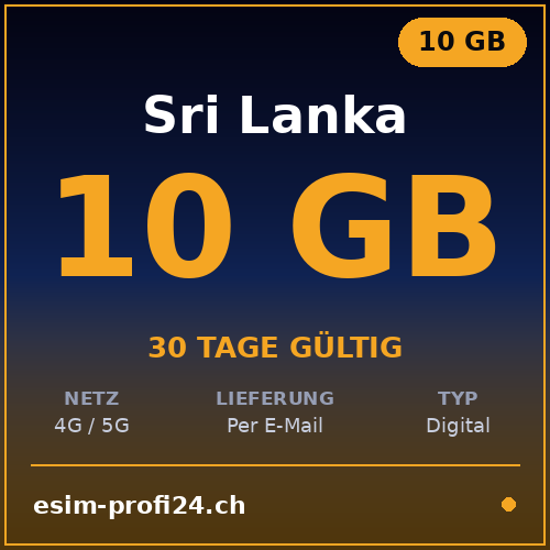 eSIM Sri Lanka – 10 Go / 30 jours — eSIM Datenpaket kaufen, sofort per E-Mail | eSIMProfi24