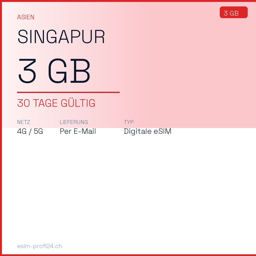 eSIM Singapore – 3 GB / 30 days — eSIM Datenpaket kaufen, sofort per E-Mail | eSIMProfi24