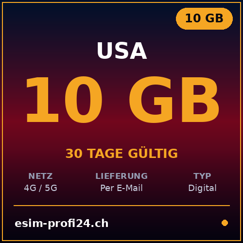 eSIM USA – 10 GB / 30 Tage — eSIM Datenpaket kaufen, sofort per E-Mail | eSIMProfi24