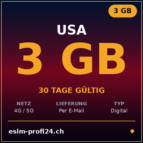 eSIM USA – 3 GB / 30 days — eSIM Datenpaket kaufen, sofort per E-Mail | eSIMProfi24