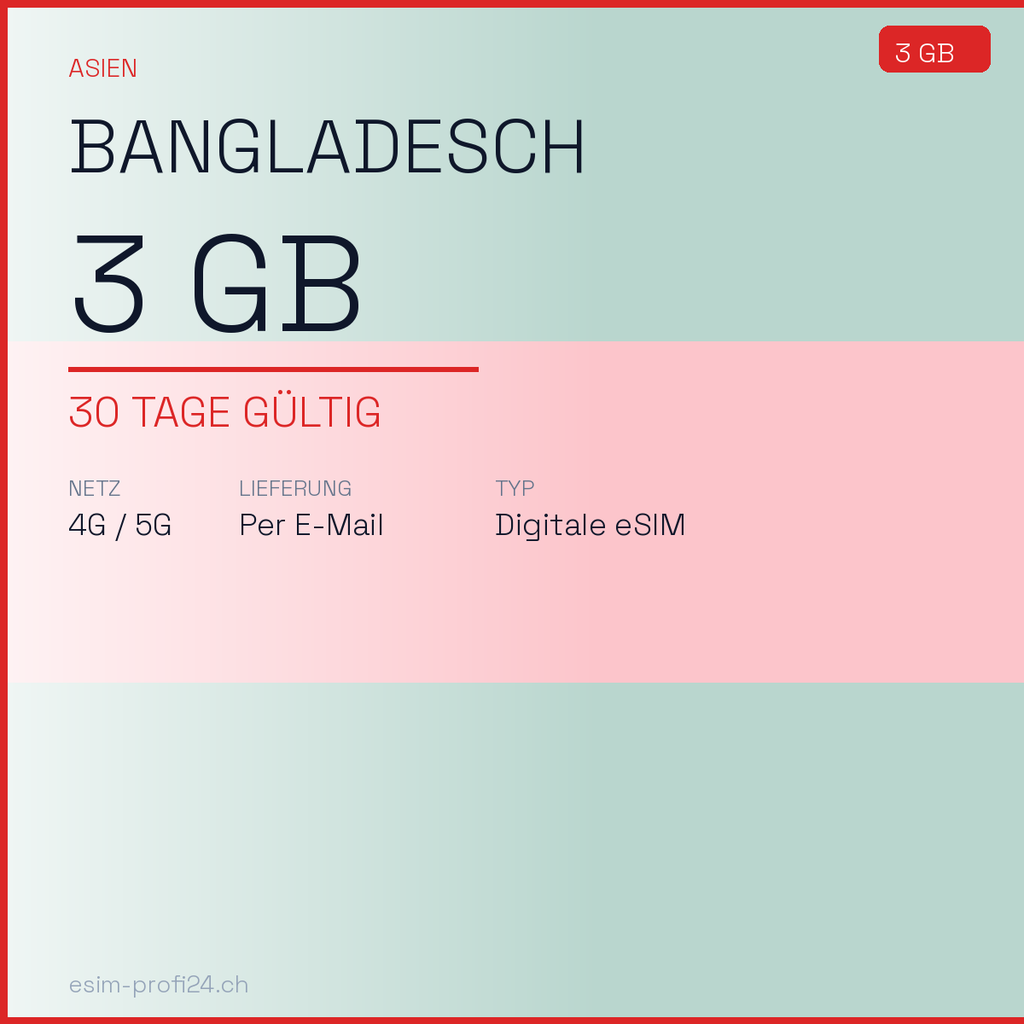 eSIM Bangladesh – 3 GB / 30 days — eSIM Datenpaket kaufen, sofort per E-Mail | eSIMProfi24