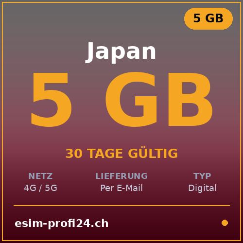 eSIM Japon – 5 Go / 30 jours — eSIM Datenpaket kaufen, sofort per E-Mail | eSIMProfi24