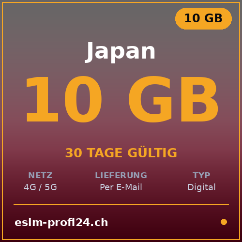 eSIM Japon – 10 Go / 30 jours — eSIM Datenpaket kaufen, sofort per E-Mail | eSIMProfi24