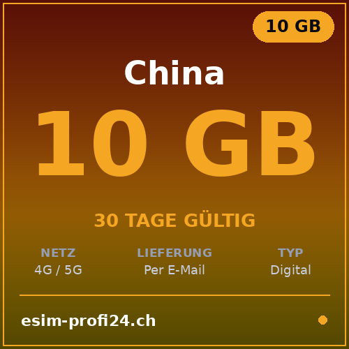 eSIM Cina – 10 GB / 30 giorni — eSIM Datenpaket kaufen, sofort per E-Mail | eSIMProfi24