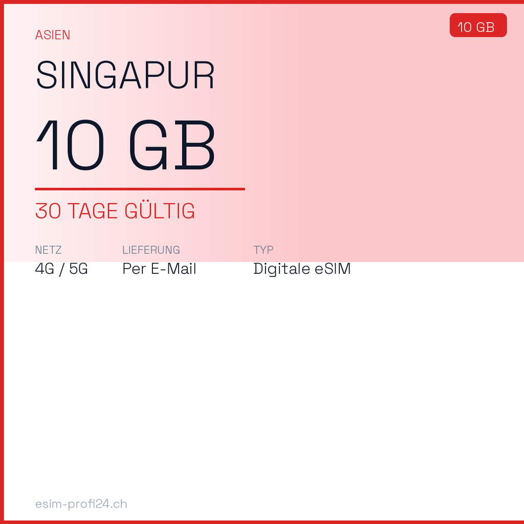 eSIM Singapore – 10 GB / 30 giorni — eSIM Datenpaket kaufen, sofort per E-Mail | eSIMProfi24