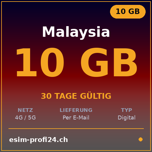 eSIM Malaisie – 10 Go / 30 jours — eSIM Datenpaket kaufen, sofort per E-Mail | eSIMProfi24