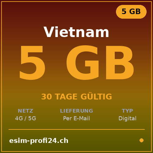 eSIM Vietnam – 5 GB / 30 giorni — eSIM Datenpaket kaufen, sofort per E-Mail | eSIMProfi24