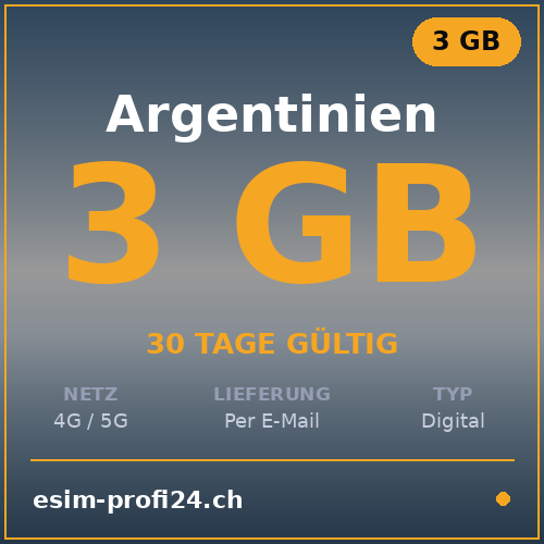 eSIM Argentine – 3 Go / 30 jours — eSIM Datenpaket kaufen, sofort per E-Mail | eSIMProfi24