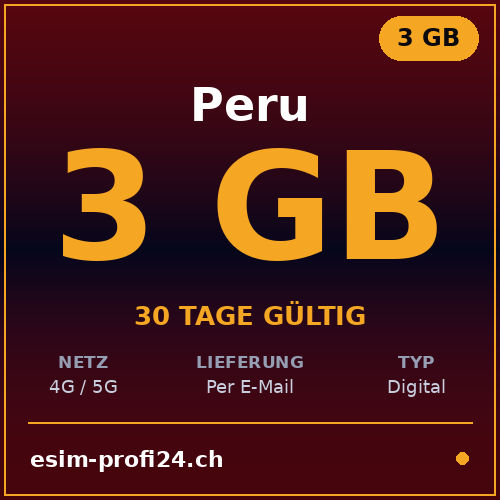 eSIM Peru – 3 GB / 30 days — eSIM Datenpaket kaufen, sofort per E-Mail | eSIMProfi24