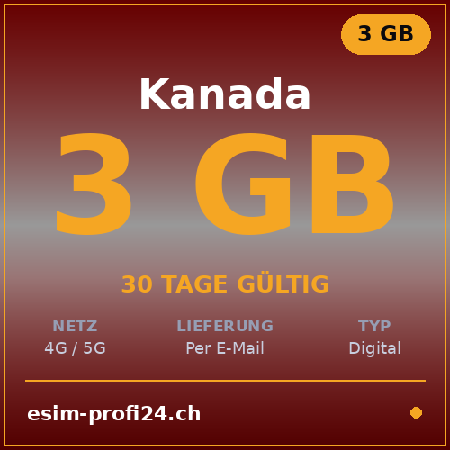 eSIM Canada – 3 GB / 30 giorni — eSIM Datenpaket kaufen, sofort per E-Mail | eSIMProfi24