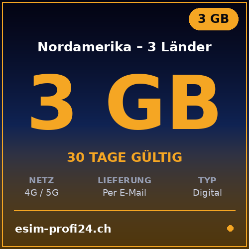 eSIM America del Nord – 3 Länder – 3 GB / 30 giorni — eSIM Datenpaket kaufen, sofort per E-Mail | eSIMProfi24