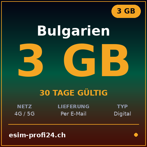 eSIM Bulgaria – 3 GB / 30 giorni — eSIM Datenpaket kaufen, sofort per E-Mail | eSIMProfi24