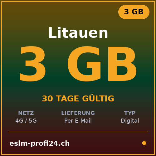 eSIM Lituanie – 3 Go / 30 jours