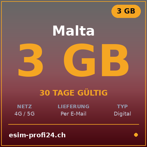 eSIM Malte – 3 Go / 30 jours — eSIM Datenpaket kaufen, sofort per E-Mail | eSIMProfi24