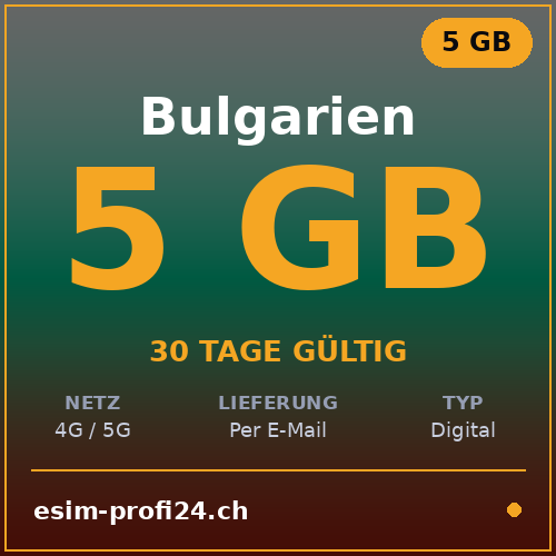 eSIM Bulgaria – 5 GB / 30 giorni — eSIM Datenpaket kaufen, sofort per E-Mail | eSIMProfi24