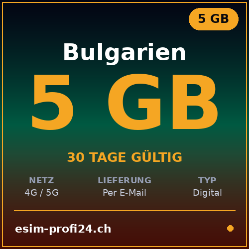 eSIM Bulgarie – 5 Go / 30 jours — eSIM Datenpaket kaufen, sofort per E-Mail | eSIMProfi24