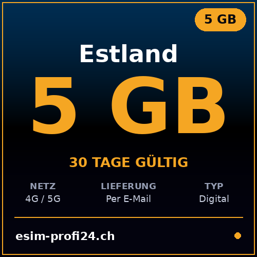 eSIM Estonia – 5 GB / 30 giorni — eSIM Datenpaket kaufen, sofort per E-Mail | eSIMProfi24