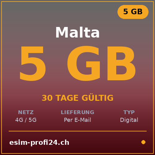 eSIM Malta – 5 GB / 30 Tage — eSIM Datenpaket kaufen, sofort per E-Mail | eSIMProfi24