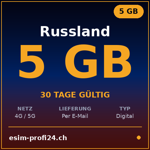 eSIM Russland – 5 GB / 30 Tage — eSIM Datenpaket kaufen, sofort per E-Mail | eSIMProfi24