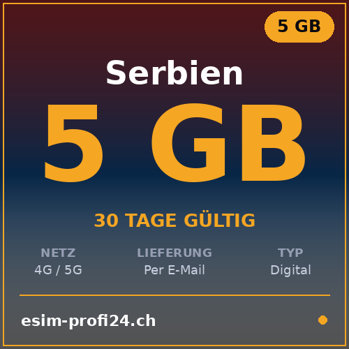 eSIM Serbia – 5 GB / 30 giorni — eSIM Datenpaket kaufen, sofort per E-Mail | eSIMProfi24