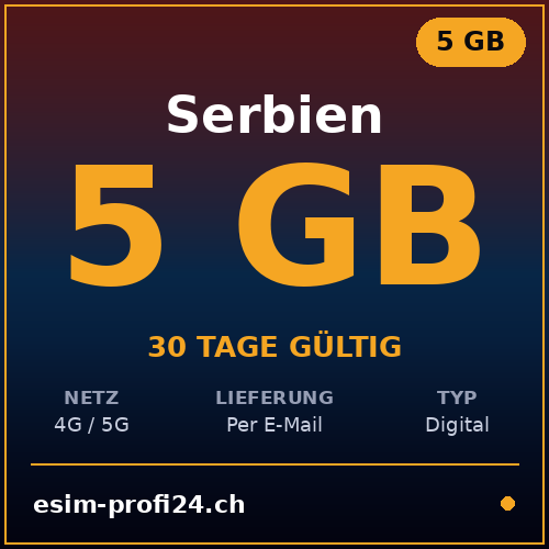 eSIM Serbia – 5 GB / 30 giorni — eSIM Datenpaket kaufen, sofort per E-Mail | eSIMProfi24