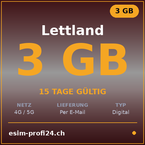 eSIM Lettonie – 3 Go / 15 jours — eSIM Datenpaket kaufen, sofort per E-Mail | eSIMProfi24