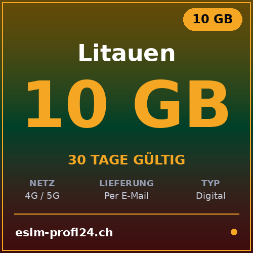 eSIM Lituania – 10 GB / 30 giorni