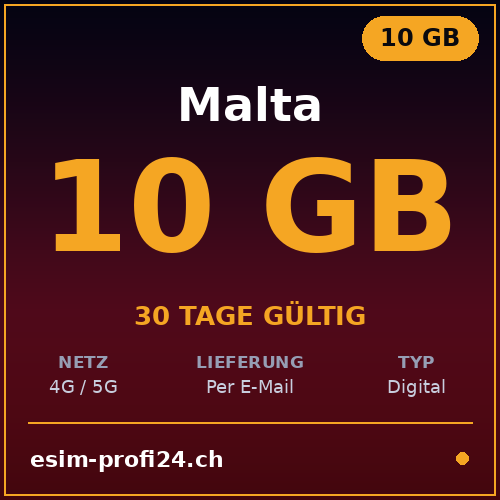 eSIM Malta – 10 GB / 30 Tage — eSIM Datenpaket kaufen, sofort per E-Mail | eSIMProfi24