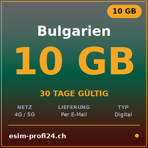 eSIM Bulgaria – 10 GB / 30 giorni — eSIM Datenpaket kaufen, sofort per E-Mail | eSIMProfi24