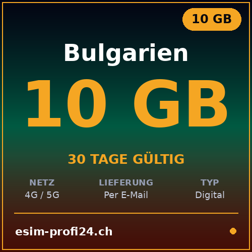 eSIM Bulgarie – 10 Go / 30 jours — eSIM Datenpaket kaufen, sofort per E-Mail | eSIMProfi24