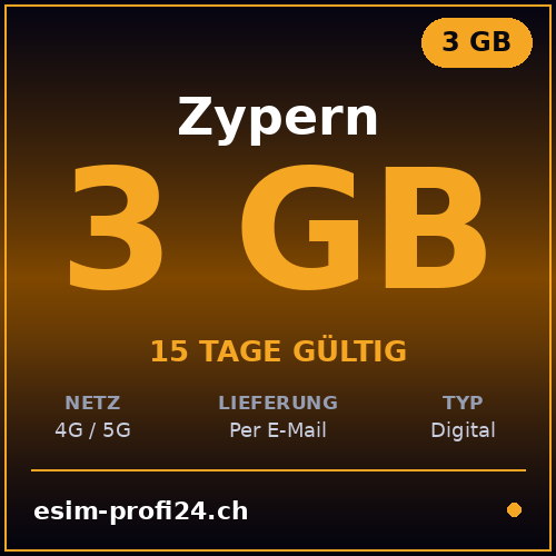 eSIM Cyprus – 3 GB / 15 days — eSIM Datenpaket kaufen, sofort per E-Mail | eSIMProfi24