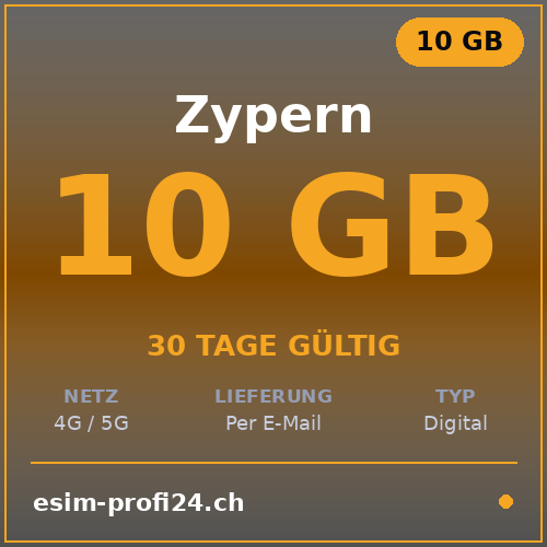 eSIM Cipro – 10 GB / 30 giorni — eSIM Datenpaket kaufen, sofort per E-Mail | eSIMProfi24