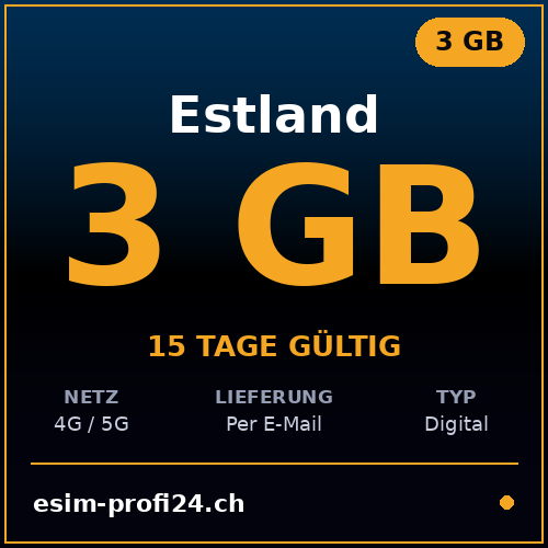 eSIM Estonia – 3 GB / 15 days — eSIM Datenpaket kaufen, sofort per E-Mail | eSIMProfi24