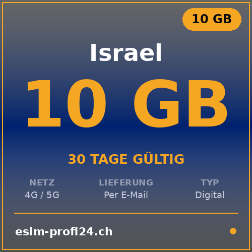 eSIM Israele – 10 GB / 30 giorni — eSIM Datenpaket kaufen, sofort per E-Mail | eSIMProfi24