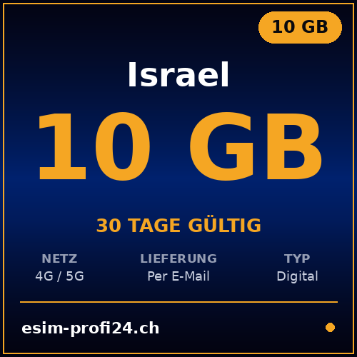 eSIM Israele – 10 GB / 30 giorni — eSIM Datenpaket kaufen, sofort per E-Mail | eSIMProfi24