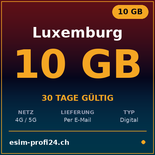 eSIM Luxemburg – 10 GB / 30 Tage — eSIM Datenpaket kaufen, sofort per E-Mail | eSIMProfi24