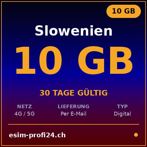 eSIM Slowenien – 10 GB / 30 Tage — eSIM Datenpaket kaufen, sofort per E-Mail | eSIMProfi24