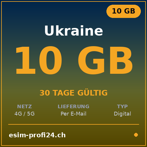 eSIM Ucraina – 10 GB / 30 giorni — eSIM Datenpaket kaufen, sofort per E-Mail | eSIMProfi24