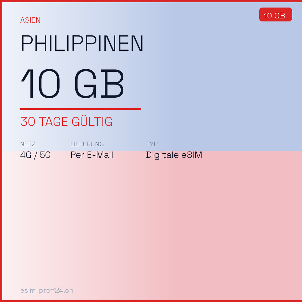 eSIM Philippines – 10 GB / 30 days — eSIM Datenpaket kaufen, sofort per E-Mail | eSIMProfi24