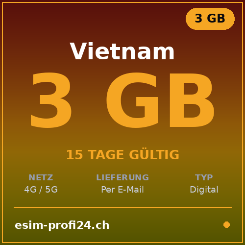 eSIM Vietnam – 3 GB / 15 giorni — eSIM Datenpaket kaufen, sofort per E-Mail | eSIMProfi24