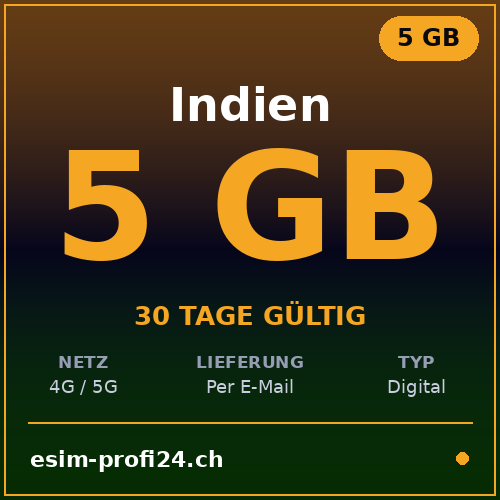 eSIM Inde – 5 Go / 30 jours — eSIM Datenpaket kaufen, sofort per E-Mail | eSIMProfi24