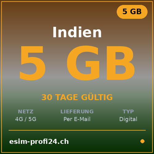 eSIM India – 5 GB / 30 giorni — eSIM Datenpaket kaufen, sofort per E-Mail | eSIMProfi24