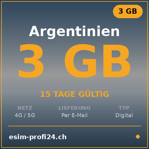 eSIM Argentine – 3 Go / 15 jours — eSIM Datenpaket kaufen, sofort per E-Mail | eSIMProfi24
