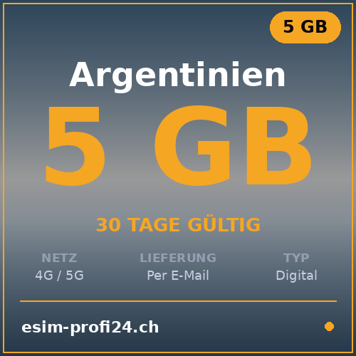 eSIM Argentine – 5 Go / 30 jours — eSIM Datenpaket kaufen, sofort per E-Mail | eSIMProfi24