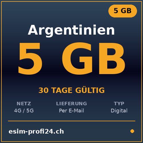 eSIM Argentine – 5 Go / 30 jours