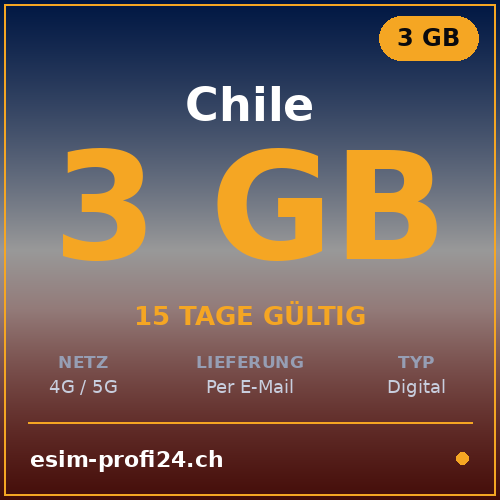 eSIM Cile – 3 GB / 15 giorni