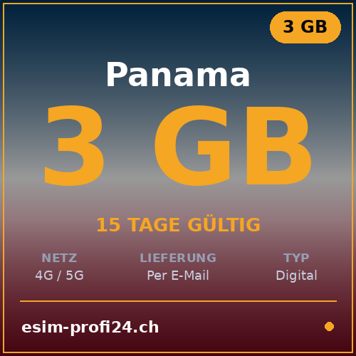 eSIM Panama – 3 Go / 15 jours — eSIM Datenpaket kaufen, sofort per E-Mail | eSIMProfi24
